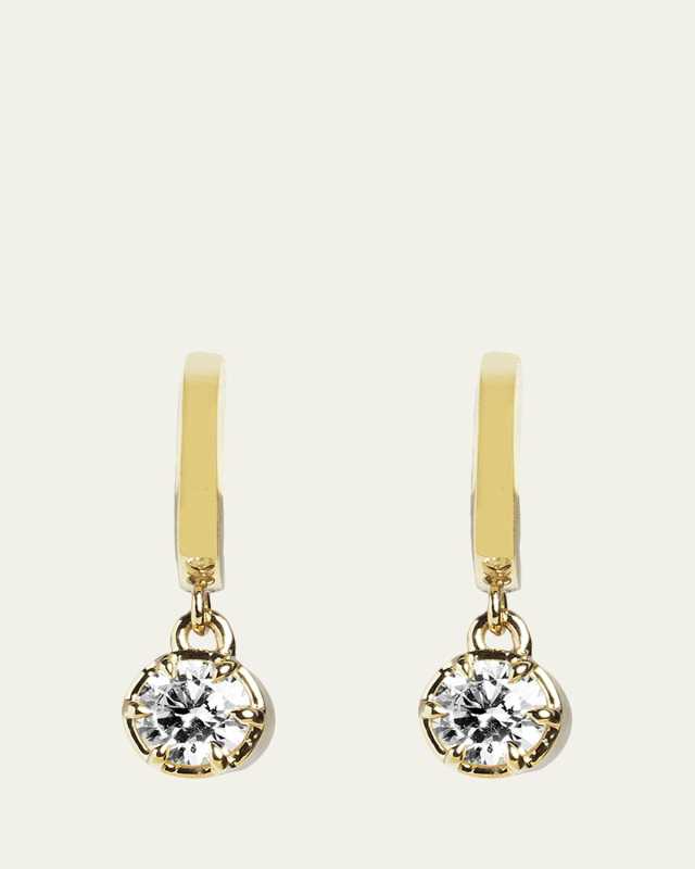 Round Solar Drop Huggie Earrings with Lab-Grown Diamonds